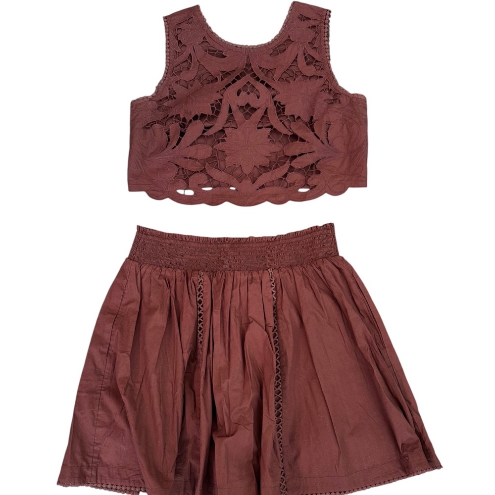 Anthropologie Lace Shell Top and Skirt Set